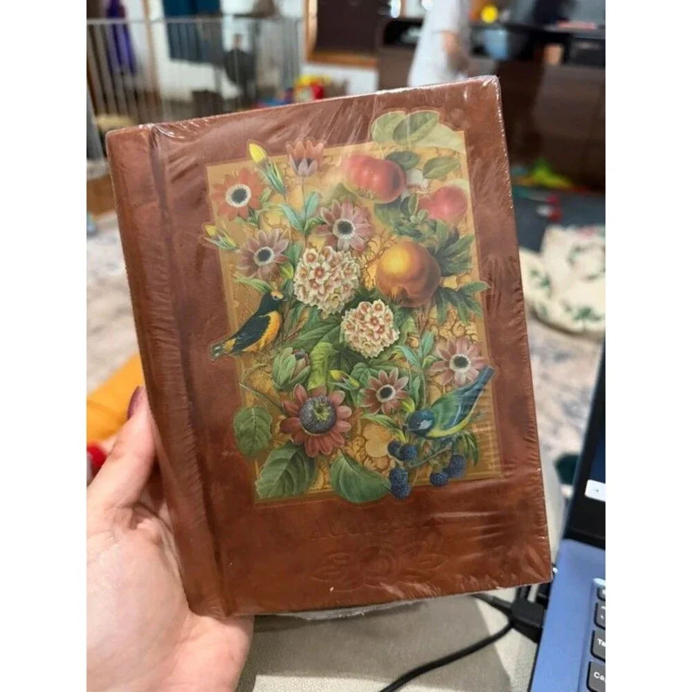 Vintage Michel Publishing Velvet Address Book Victorian Botanical Decoupage 1990